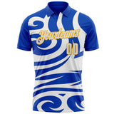 Custom Thunder Blue White-Gold Esports Performance Polo Shirt