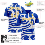 Custom Thunder Blue White-Gold Esports Performance Polo Shirt