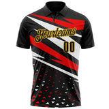 Custom Black White Red-Gold Esports Performance Polo Shirt