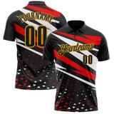 Custom Black White Red-Gold Esports Performance Polo Shirt