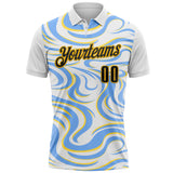 Custom White Black Blue-Gold Esports Performance Polo Shirt