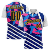 Custom White Black Dark Purple Pink-Gold Esports Performance Polo Shirt