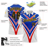 Custom White Black Red Thunder Blue-Gold Esports Performance Polo Shirt