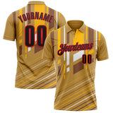 Custom Old Gold Black Gold-Fire Red Esports Performance Polo Shirt