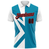 Custom White Black Blue-Fire Red Esports Performance Polo Shirt