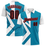 Custom White Black Blue-Fire Red Esports Performance Polo Shirt