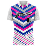 Custom White Black Thunder Blue Gray-Pink Esports Performance Polo Shirt