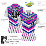 Custom White Black Thunder Blue Gray-Pink Esports Performance Polo Shirt