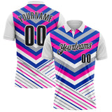Custom White Black Thunder Blue Gray-Pink Esports Performance Polo Shirt