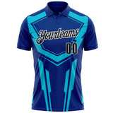 Custom Royal Black Lakes Blue-White Esports Performance Polo Shirt