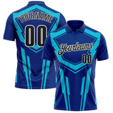 Custom Royal Black Lakes Blue-White Esports Performance Polo Shirt