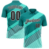 Custom Green Black-White Esports Performance Polo Shirt