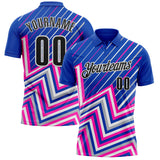 Custom Thunder Blue Black Gray Pink-White Esports Performance Polo Shirt