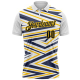 Custom White Black Yellow-Navy Esports Performance Polo Shirt