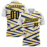 Custom White Black Yellow-Navy Esports Performance Polo Shirt