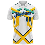 Custom White Black Yellow Green-Powder Blue Esports Performance Polo Shirt