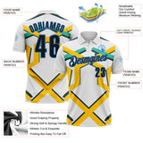 Custom White Black Yellow Green-Powder Blue Esports Performance Polo Shirt