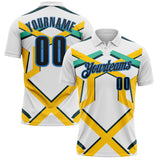 Custom White Black Yellow Green-Powder Blue Esports Performance Polo Shirt