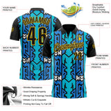 Custom Black Blue-Yellow Esports Performance Polo Shirt