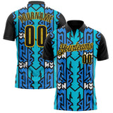 Custom Black Blue-Yellow Esports Performance Polo Shirt