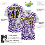Custom White Black Purple-Yellow Esports Performance Polo Shirt