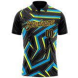 Custom Black Blue-Yellow Esports Performance Polo Shirt