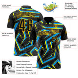 Custom Black Blue-Yellow Esports Performance Polo Shirt