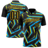 Custom Black Blue-Yellow Esports Performance Polo Shirt