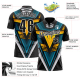 Custom Black Blue Yellow-White Esports Performance Polo Shirt