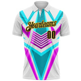Custom White Black Green Purple-Yellow Esports Performance Polo Shirt