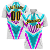 Custom White Black Green Purple-Yellow Esports Performance Polo Shirt