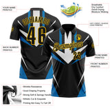 Custom Black Blue-Yellow Esports Performance Polo Shirt