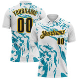 Custom White Black Teal-Yellow Esports Performance Polo Shirt