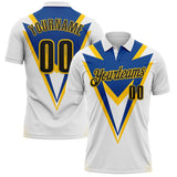 Custom White Black Blue-Yellow Esports Performance Polo Shirt