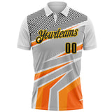 Custom White Black Gray Orange-Yellow Esports Performance Polo Shirt