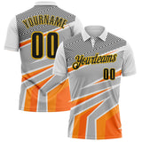 Custom White Black Gray Orange-Yellow Esports Performance Polo Shirt