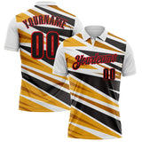 Custom White Black Yellow-Fire Red Esports Performance Polo Shirt