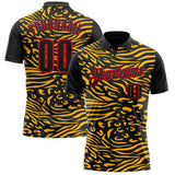 Custom Black Gold-Fire Red Esports Performance Polo Shirt