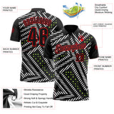 Custom Black Neon Green-Fire Red Esports Performance Polo Shirt