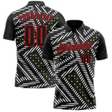 Custom Black Neon Green-Fire Red Esports Performance Polo Shirt