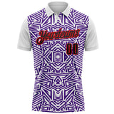 Custom White Black Purple-Fire Red Esports Performance Polo Shirt