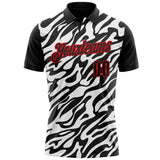 Custom Black White-Fire Red Esports Performance Polo Shirt