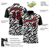 Custom Black White-Fire Red Esports Performance Polo Shirt