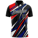 Custom Black Red Royal-White Esports Performance Polo Shirt