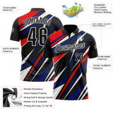 Custom Black Red Royal-White Esports Performance Polo Shirt