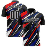 Custom Black Red Royal-White Esports Performance Polo Shirt