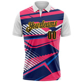 Custom White Black Neon Pink Blue-Gold Esports Performance Polo Shirt