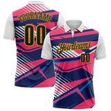 Custom White Black Neon Pink Blue-Gold Esports Performance Polo Shirt