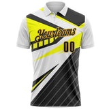 Custom White Black Light Yellow-Gold Esports Performance Polo Shirt