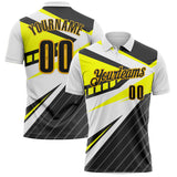 Custom White Black Light Yellow-Gold Esports Performance Polo Shirt